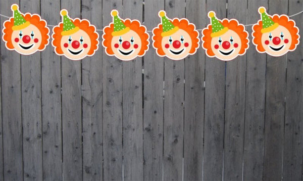 Clown Face Garland, Clown Banner, Circus Birthday, Circus Banner, Circus Garland, Circus Birthday. Circus Baby Shower