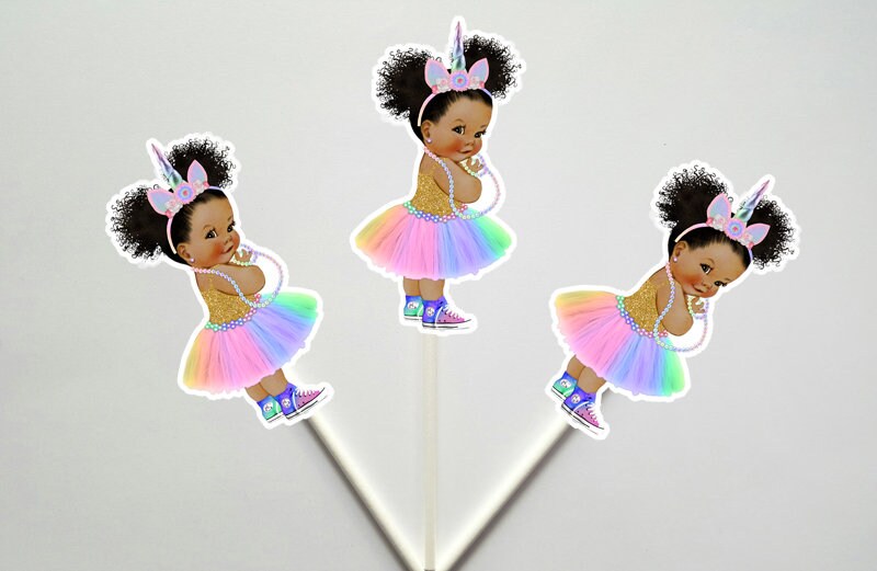 UNICORN PRINCESS Goody Bags, Unicorn Princess With Sneakers, Unicorn Princess Ballerina, Princess Ballerina, African American, Afro Puffs