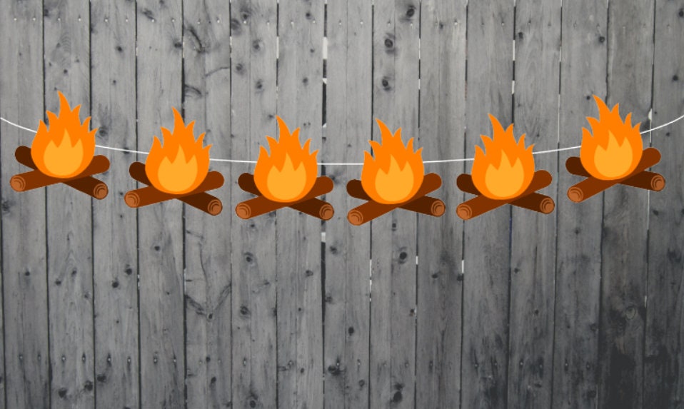 Fire Cupcake Toppers, Camping Cupcake Toppers, Camp Fire Cupcake Toppers, Camping Cake Toppers, Camping Party Supplies, Camping Decorations