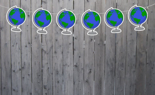 GLOBE GARLAND, Globe Banner, Travel Banner, Travel Birthday, Travel Party, Globe Photo Prop, Globe Room Decoration - 32419947A