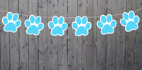 Paw Print Garland, Paw Print Banner, Puppy Party Banner, Dog Party Banner, Blue Paw Print