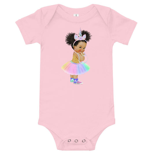 UNICORN PRINCESS Onepiece Bodysuit, African American Baby Shirt