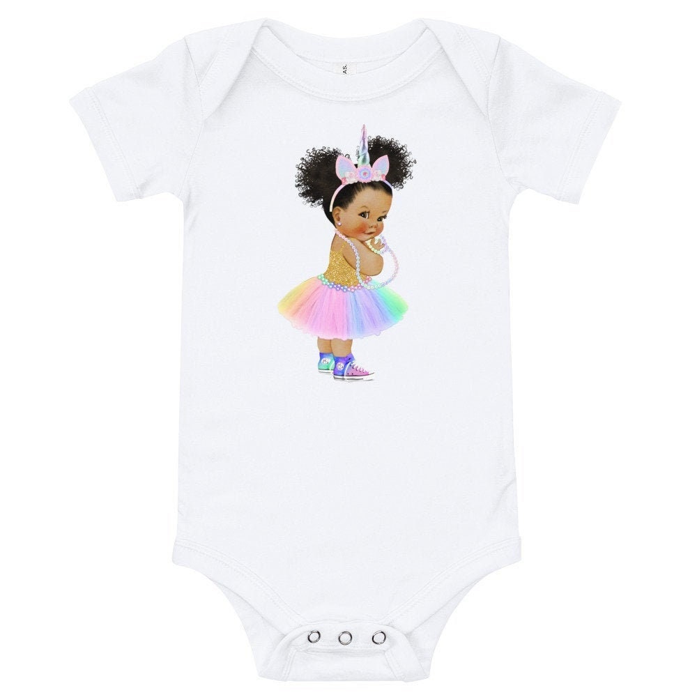 UNICORN PRINCESS Onepiece Bodysuit, African American Baby Shirt