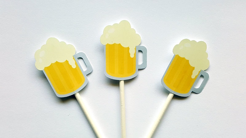 Beer Cupcake Toppers, Father's Day Cupcake Toppers, Superbowl Cupcake Toppers,