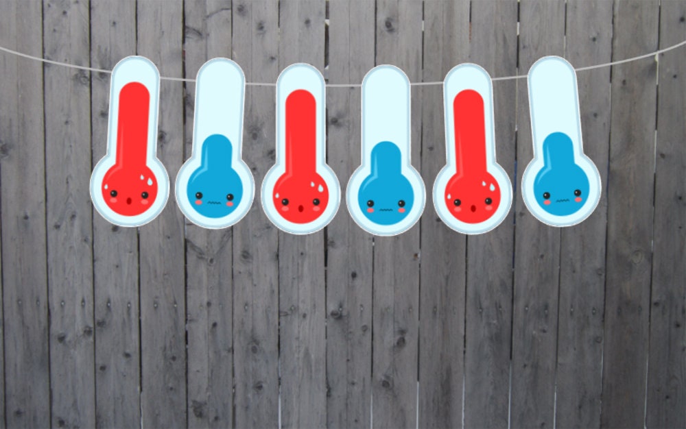 THERMOMETER WEATHER GARLAND, Weather Birthday, Weather Party, meteorologist, meteorologist birthday, meteorologist party, thermometer banner