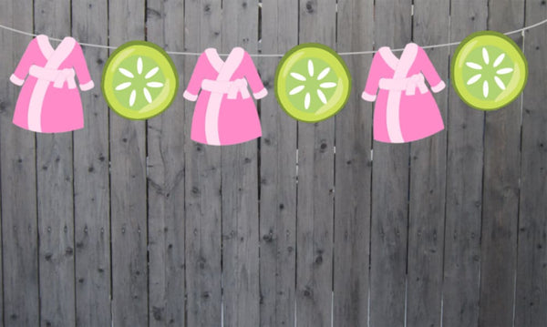 Spa Robe and Cucumber Garland, Spa Party Banner, Spa Party Garland, Spa Party Decorations, Photo Prop