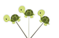 Land Turtle Cupcake Toppers - Turtle Birthday - Turtle Baby Shower - Turtle Party - Turtle Birthday Party