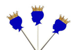 Prince Baby Shower Cupcake Toppers - Royal Prince Cupcake Toppers, Royal Blue and Gold Prince Cupcake Toppers