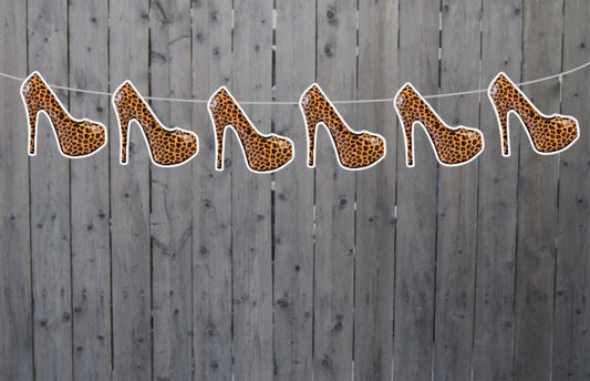 Leopard High Heel Garland, High Heel Banner, Bachelorette Banner, Bachelorette Decorations, Bridal Shower Banner, Bridal Shower Decoration