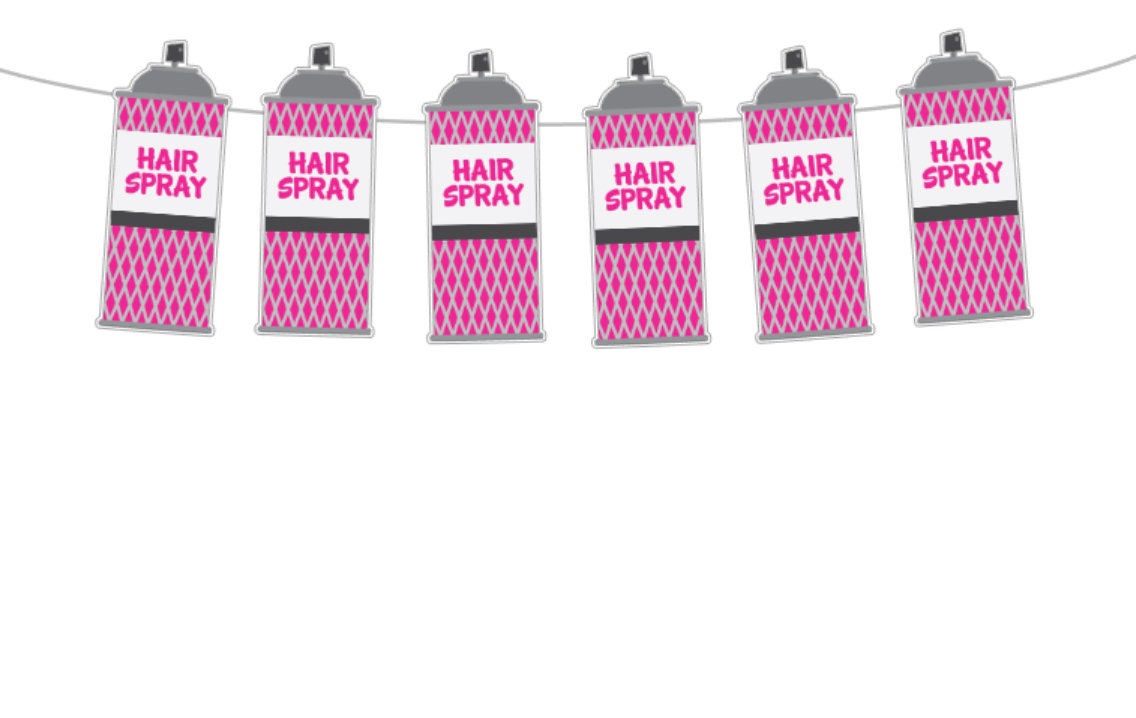 Hair Spray Cupcake Toppers, 80's Cupcake Toppers, Hairspray Cupcake Toppers