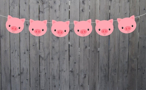 Pig Garland, Pig Banner, Pig Birthday, Farm Birthday, Pig Party Supplies, Pig Decorations, Pig Party Banner, Pig Photo Prop