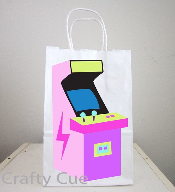 PINK Arcade Goody Bags, Arcade Favor Bags, Arcade Party Favors, Arcade Birthday Party, Gaming Goody Bags, Gaming Favor Bags, Gaming Gift Bag