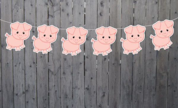 Pig Garland, Pig Banner, Pig Birthday, Farm Birthday, Pig Party Supplies