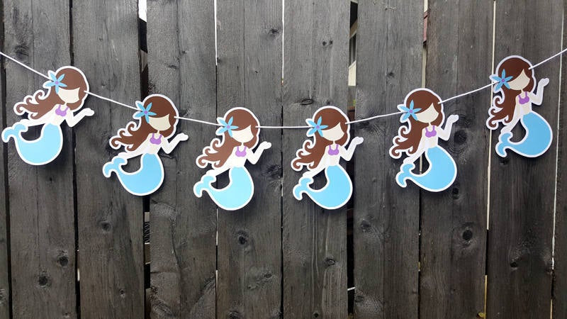 Mermaid Garland, Mermaid Banner, Mermaid Decorations, Mermaid Birthday Banner, Mermaid Party Banner, Mermaid Decorations