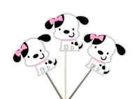 Girl Puppy Dog Cupcake Toppers, Girl Dog, Girl Dalmatian Cupcake Toppers