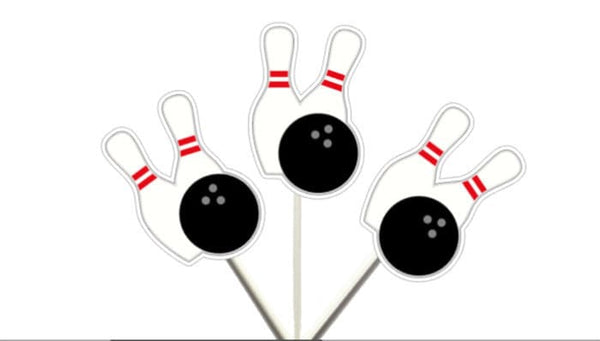 Bowling Cupcake Toppers, Bowling Party Cupcake Toppers