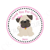 Pug Cupcake Toppers, Puppy Party Cupcake Toppers - Girl Pug Cupcake Toppers (94171118P)