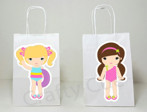 Pool Party Goody Bags, Pool Party Favor Bags, Pool Party Favor, Goody, Gift Bags - Girl Pool Party