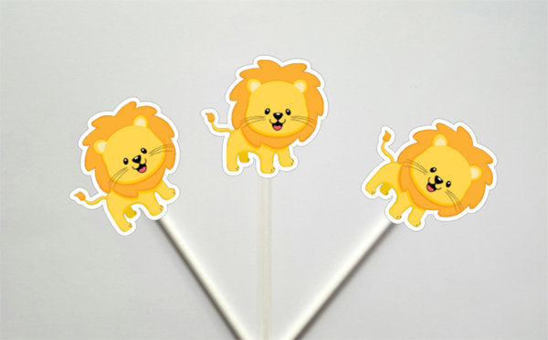 Lion Cupcake Toppers, Jungle Animal Cupcake Toppers, Safari Cupcake Toppers
