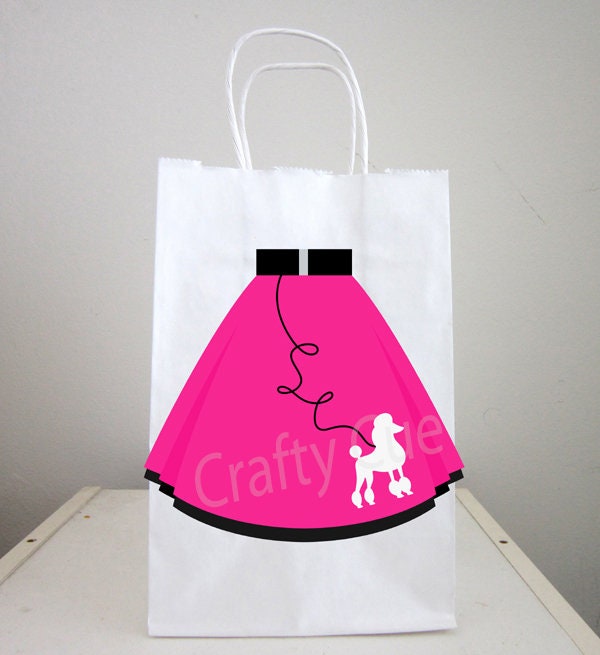 50's Party Goody Bags, 50's Party Favor Bags, 50's Party Favor, Poodle Skirt Goody Bags, Fifties Party Favors