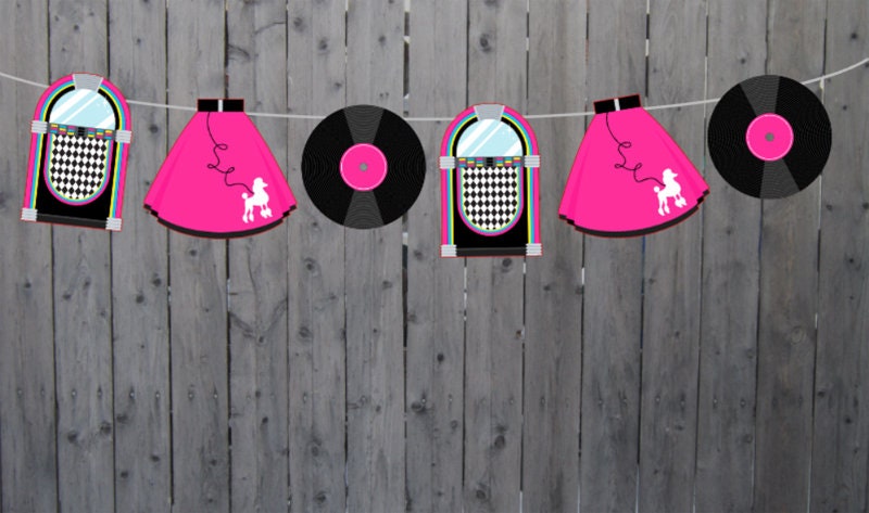 50's Party Goody Bags, 50's Party Favor Bags, 50's Party Favor, Poodle Skirt Goody Bags, Fifties Party Favors