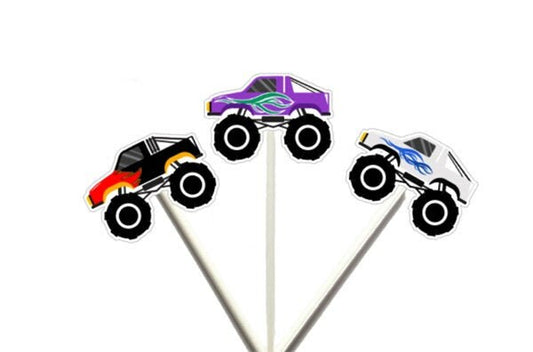 Monster Truck Cupcake Toppers, Monster Truck Cake Toppers, Monster Truck Birthday, Monster Truck Colorful - Item# 3820716P