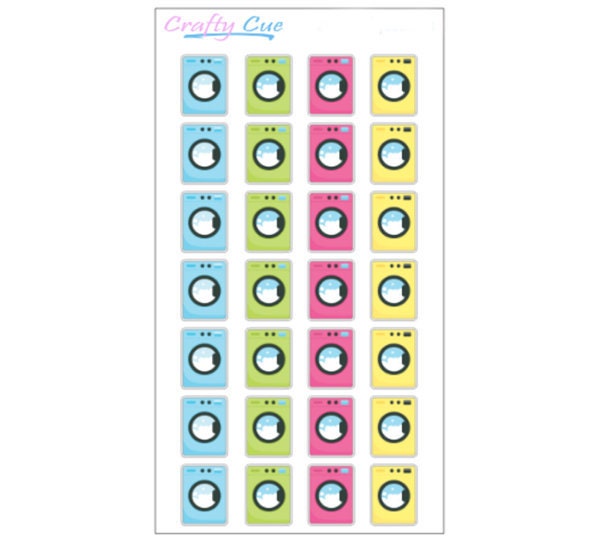 MINI Washing Machine Stickers, Laundry Day Stickers, Cleaning Day Stickers (28 Stickers)