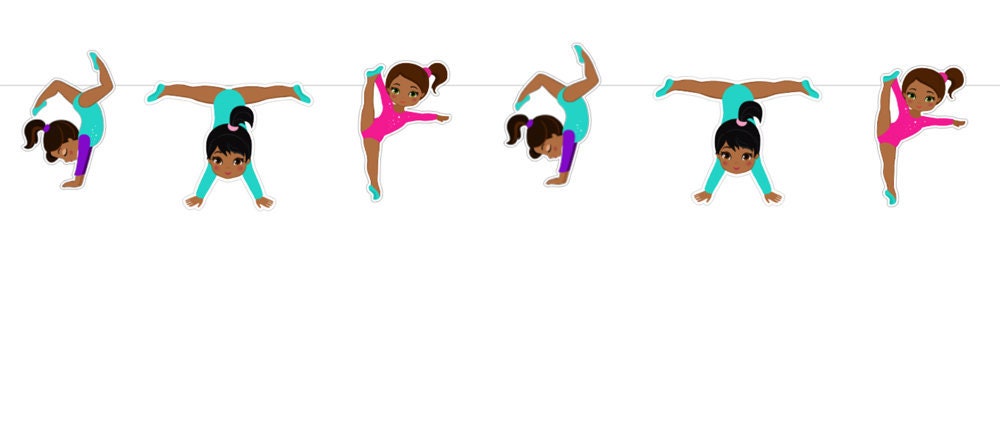 Gymnastics Garland, Gymnastics African American Girls Garland, Gymnastics Birthday Banner