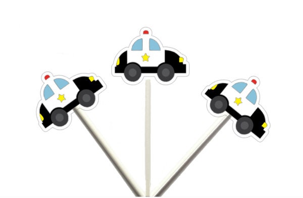 POLICE care cupcake toppers, Police Car Cupcake Toppers, Cop Car Cupcake Toppers