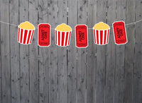 Movie Party Garland, Movie Party Banner, Popcorn and Movie Ticket Garland Banner, Popcorn Garland, Photo Prop