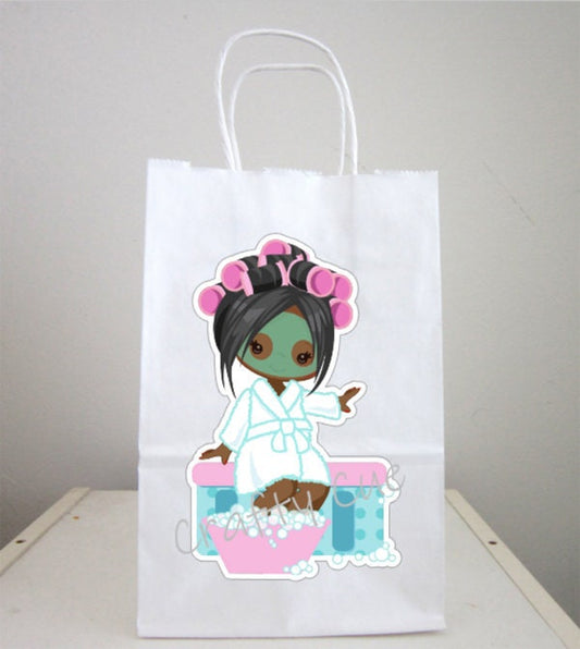 Spa Party, Spa Goody Bags, Spa Favor Bags, Spa Party Bags, Spa Birthday Party, Spa Favors, Pedicure Goody Bag, African American- 1112201258P
