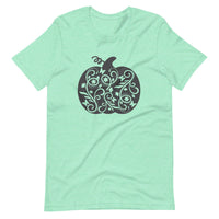 Pumpkin Unisex Shirt, Fall Shirt, Halloween Shirt, Pumpkin Lace Design Shirt, Halloween Lace Design Shirt, Short-Sleeve T-Shirt