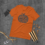 Pumpkin Unisex Shirt, Fall Shirt, Halloween Shirt, Pumpkin Lace Design Shirt, Halloween Lace Design Shirt, Short-Sleeve T-Shirt