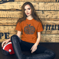 Pumpkin Unisex Shirt, Fall Shirt, Halloween Shirt, Pumpkin Lace Design Shirt, Halloween Lace Design Shirt, Short-Sleeve T-Shirt