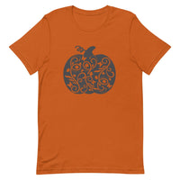 Pumpkin Unisex Shirt, Fall Shirt, Halloween Shirt, Pumpkin Lace Design Shirt, Halloween Lace Design Shirt, Short-Sleeve T-Shirt