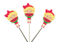 Watermelon Cupcake Toppers, Watermelon Birthday Party, Watermelon Girl Cupcake Toppers, One in a Melon Cupcake Toppers