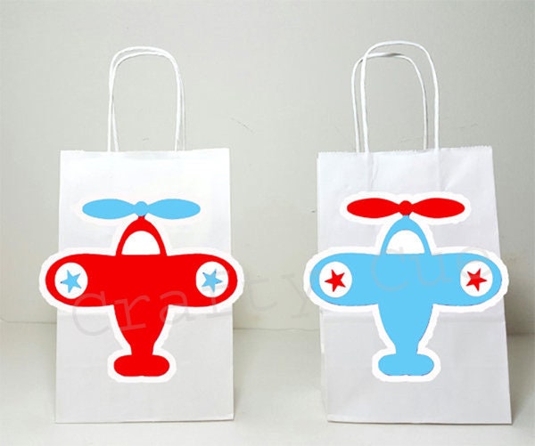 Airplane Goody Bags, Airplane Favor Bags, Plane Goody Bags, Plane Favor Bags, Red Blue Stars