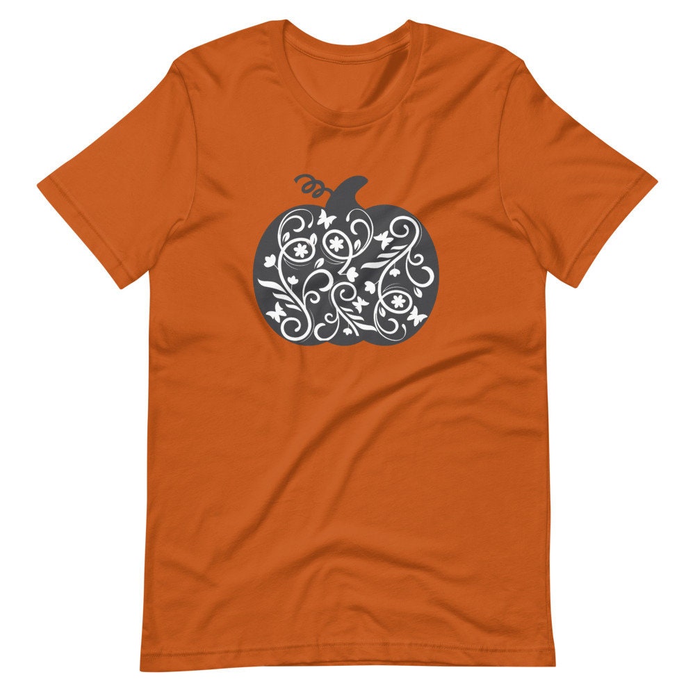 Pumpkin Lace Shirt, Pumpkin Shirt, Fall Shirt, Halloween Shirt, Thanksgiving Shirt, Short-Sleeve Unisex T-Shirt