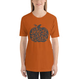 Pumpkin Unisex Shirt, Fall Shirt, Halloween Shirt, Pumpkin Lace Design Shirt, Halloween Lace Design Shirt, Short-Sleeve T-Shirt