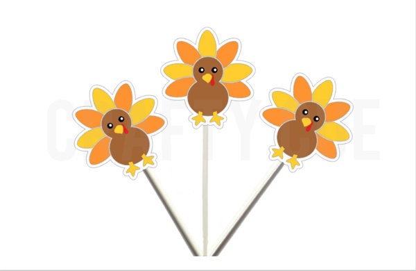 Turkey Cupcake Toppers, Thanksgiving Cupcake Toppers