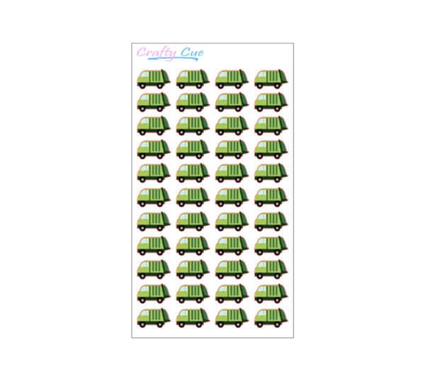MINI Garbage Truck Planner Stickers, Trash Day Stickers, Garbage Day Stickers (44 Stickers)