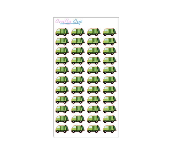 MINI Garbage Truck Planner Stickers, Trash Day Stickers, Garbage Day Stickers (44 Stickers)