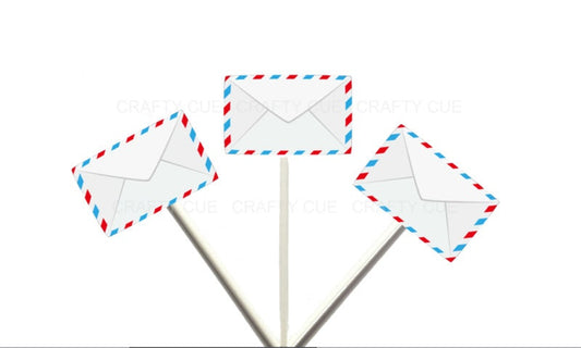 Letter Cupcake Toppers, Envelope Cupcake Toppers, Mail Cupcake Toppers, Postal Letter Cupcake Toppers