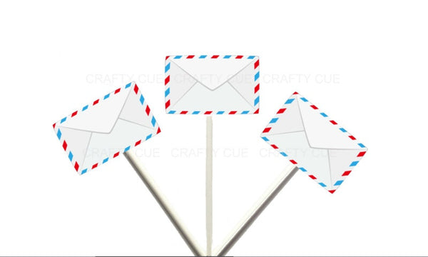 Letter Cupcake Toppers, Envelope Cupcake Toppers, Mail Cupcake Toppers, Postal Letter Cupcake Toppers