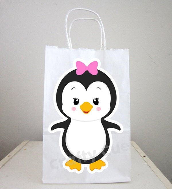 Penguin Goody Bags, Penguin Favor Bags, Penguin Party Bags, Winter Onederland Favor, Goody, Gift Bags, Girl Penguin (92317359P)