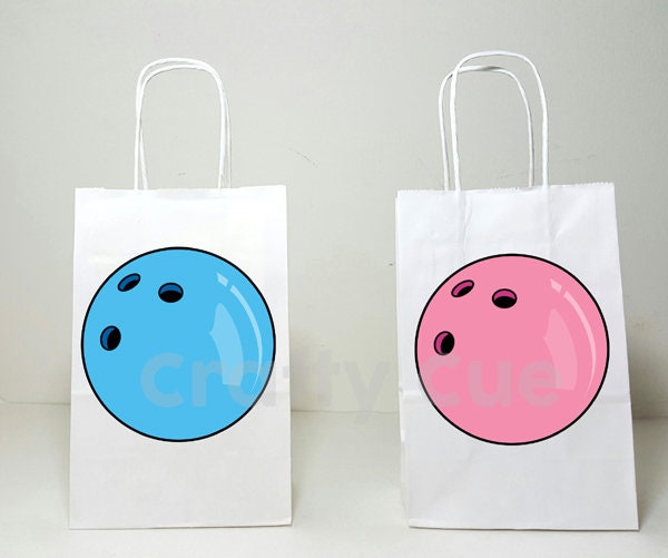 Bowling Goody Bags, Bowling Favor Bags, Bowling Gift Bags, Bowling Party Bags, Blue Bowling Ball, Pink Bowling Ball, Bowling Gender Reveal