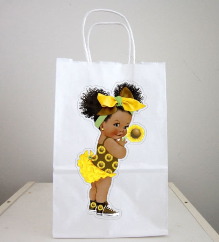 Sunflower Girl Goody Bags, Sunflower Girl Favor Bags, Sunflower Girl Gift Bags, Sunflower Girl Party Bags
