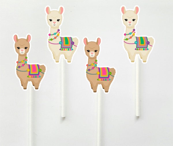 Llama Cupcake Toppers, Llama Cupcake Picks, Llama Birthday, Llama Party, Llama Decorations, Llama Party Supplies