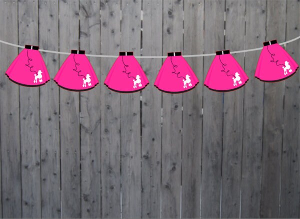 Poodle Skirt Garland, Poodle Skirt Banner, 50's Party Garland, 50's Party Banner, 50's Birthday Banner, 50's Party Decorations