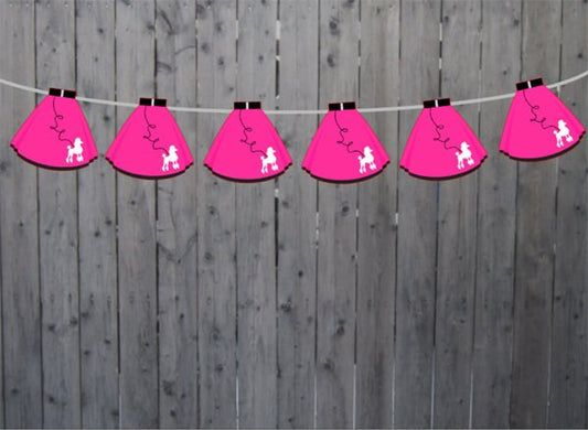 Poodle Skirt Garland, Poodle Skirt Banner, 50's Party Garland, 50's Party Banner, 50's Birthday Banner, 50's Party Decorations